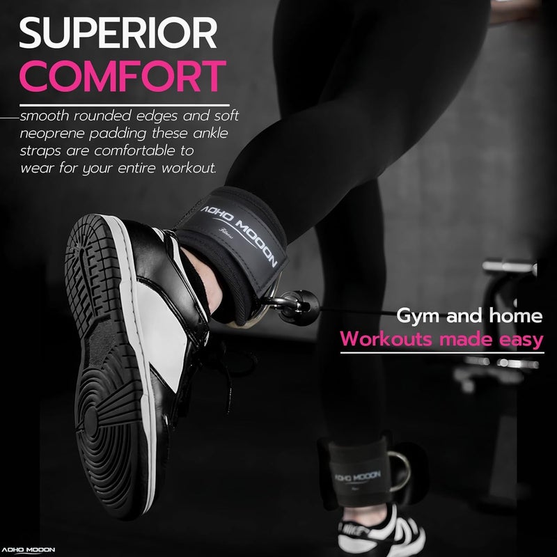 AOHO MOOON Ankle Strap for Cable Machine Attachments, Gym Accessories for Women and Men, Neoprene Ankle Cuffs for glute Kickback, Leg Workouts ande Booty Hip Abductors Exercise - Image 5